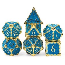 Dobbelstenenset Metaal Blauw Goud Dobbelstenenset Metaal Blauw Goud