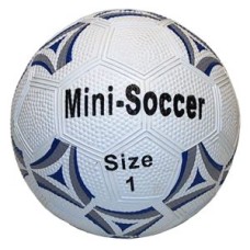 Soccerball mini Rubber size 1 white/blue 13 cm