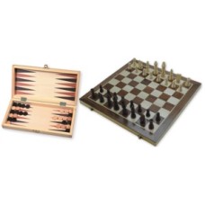 Chess-/Backgam.cass.inlay.29cm.w.pieces