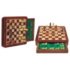 Chess-travel-cass.magn.drawer 19 cm.Acacia