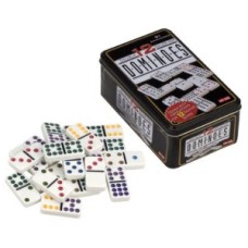 Domino Double 12 in tin, coloured points