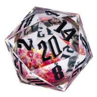Dobbelsteen D20 Liquid Glitter 55mm.doos Dobbelsteen D20 Liquid Glitter 55mm.doos
