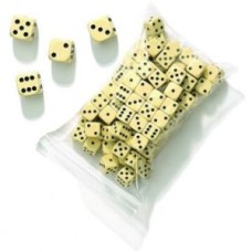 Dice offwhite 22 mm, in bag of 12 pieces