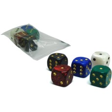 Dice 36 mm marble/pearl, 5 colors ass.