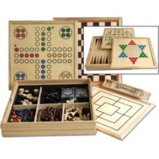 Houten spellen cassette 4-in-1 20x20 cm