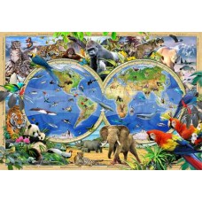 Wooden puzzle Animal Kingdom Map L 300